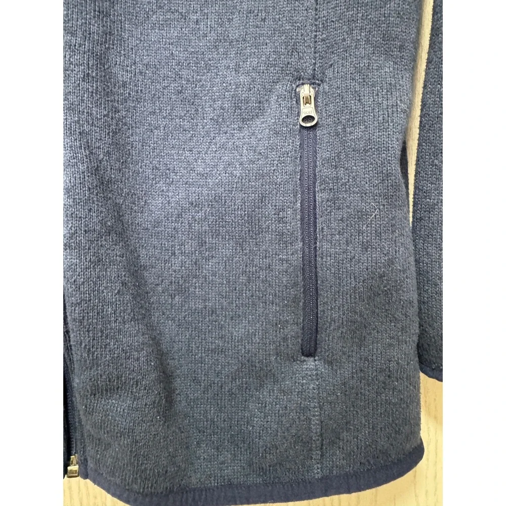 LL Bean Kids Sweater Fleece Hooded Jacket Navy Blue L 14-16 504929